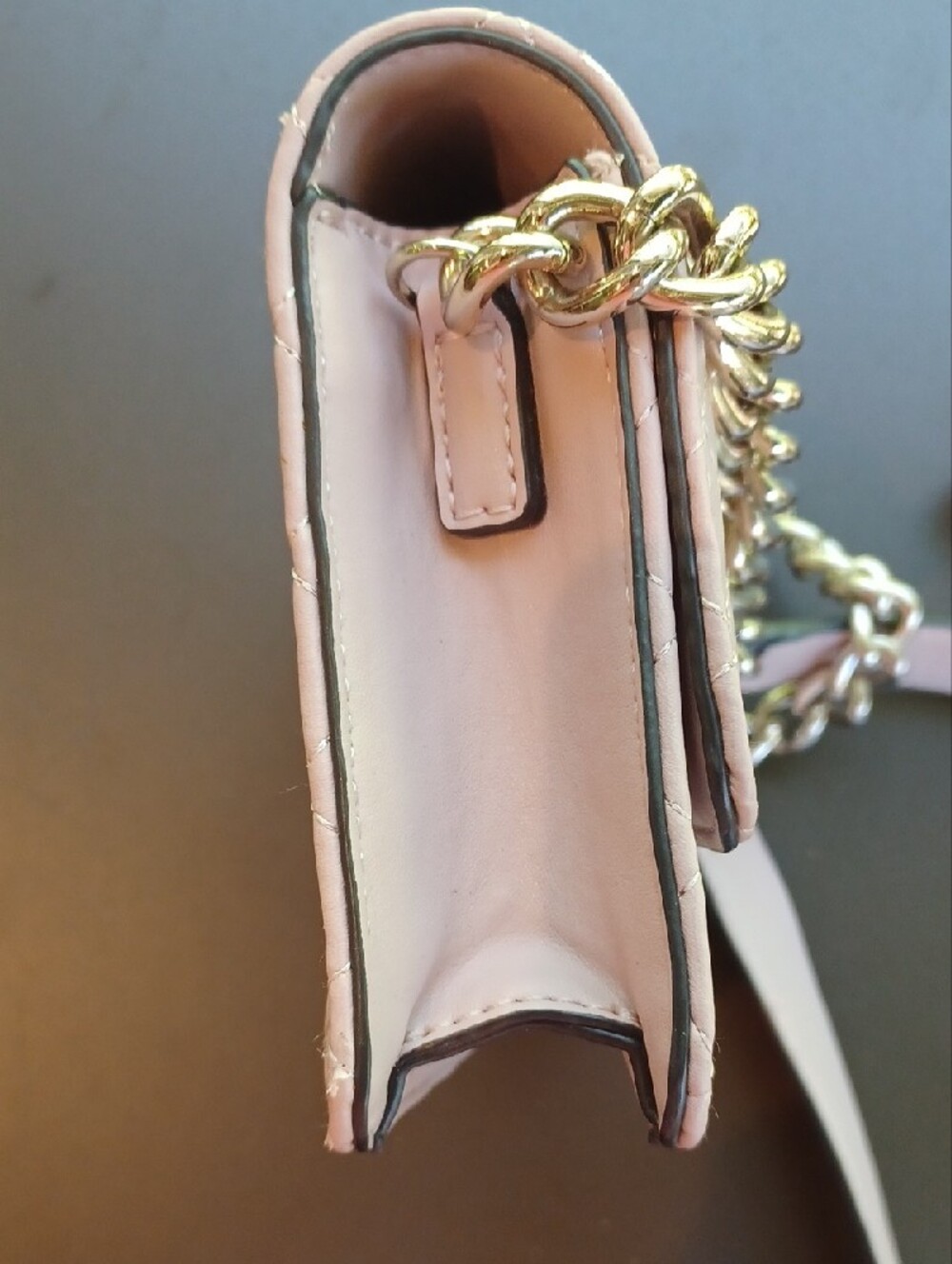 GUESS Pink Quilted Crossbody with Gold Charm Chain - Picture 6 of 10
